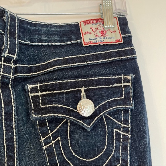 True Religion Joey Big T Dark Wash Flared Boot Cut Jeans - Picture 8 of 16